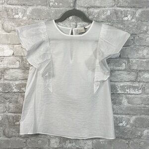 A New Day White Flutter Sleeve Top